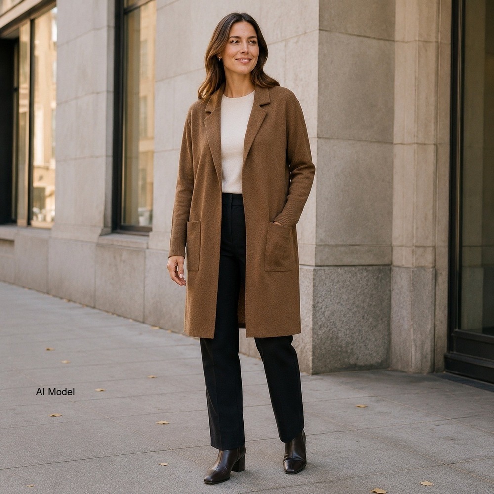 J Crew Brown Merino Wool Blend Longline Cardigan Womens Medium Sweater Coat